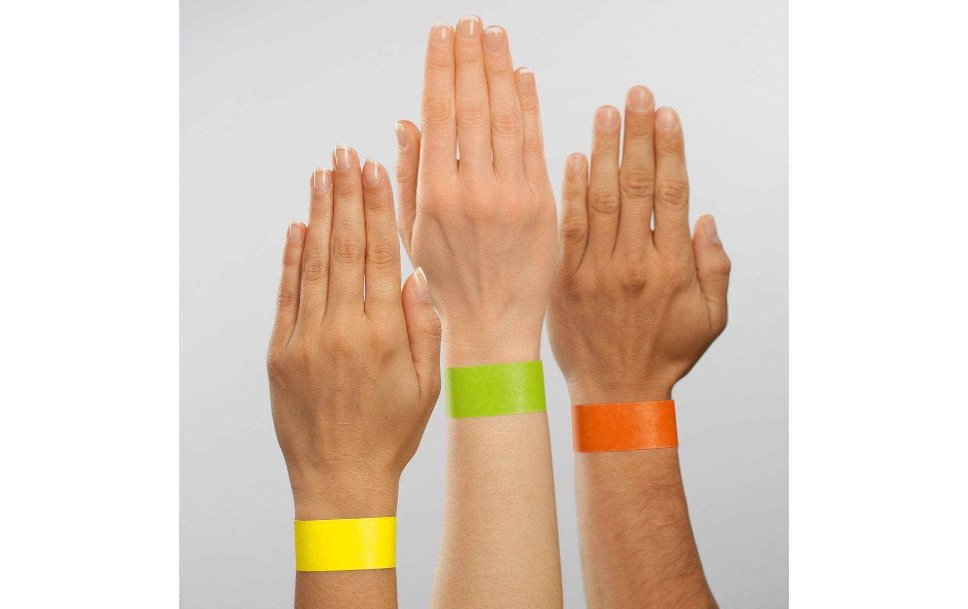 Sigel Event-Armband – 25 × 255 mm, Neongrün, Kunststoff, fortlaufend nummeriert – 120 Stk