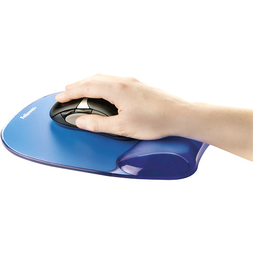 Fellowes Mausmatte mit Handgelenkauflage – für Maus – Gel, abwaschbar – 202×230×15 mm – blau