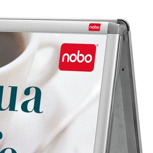 Nobo Plakatständer – für A2 hoch, silber, Metall/Kunststoff, 475 × 480 × 870 mm