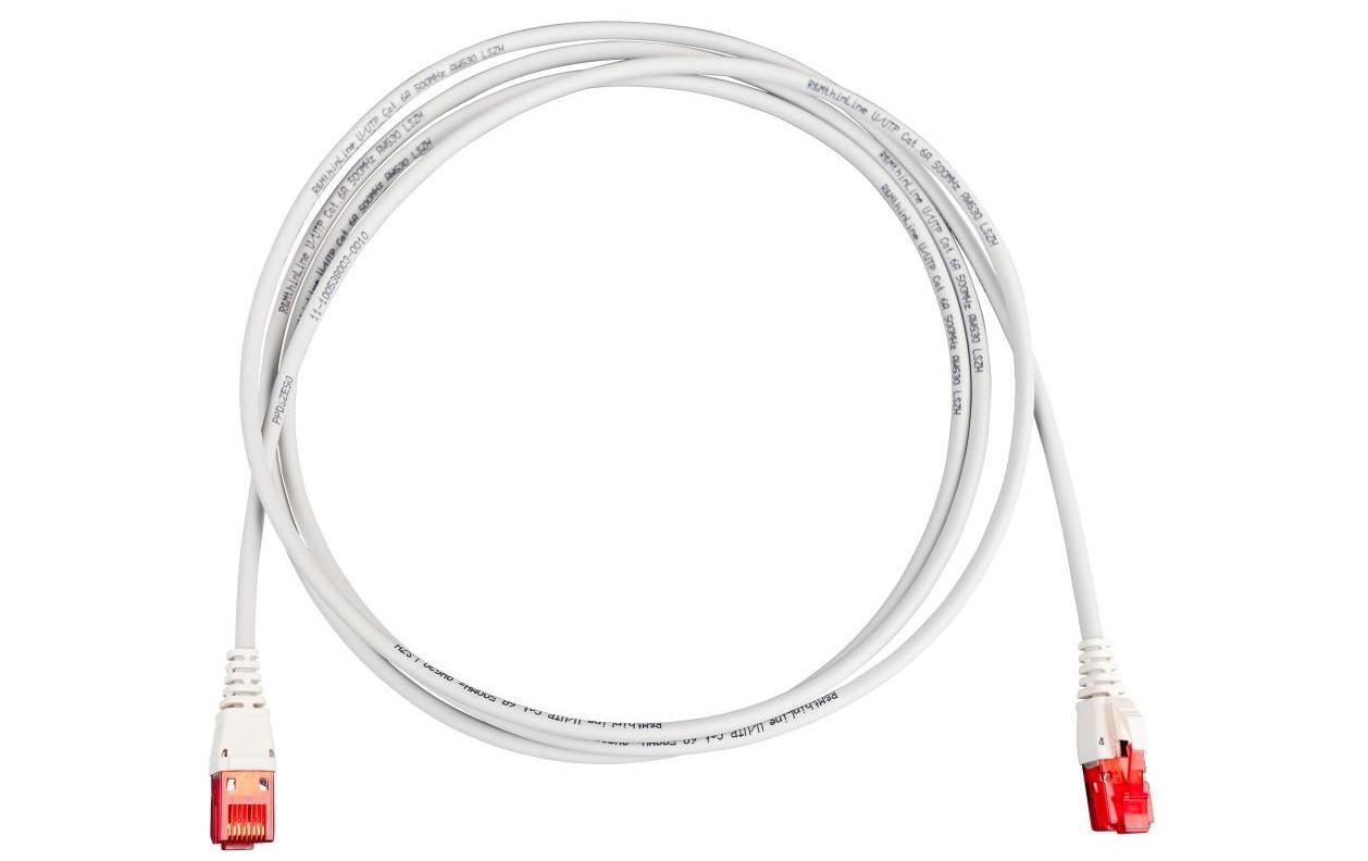 R&M Thin-Line Patchkabel – Cat6A U/UTP, 10 m, Grau, LSZH, RJ-45