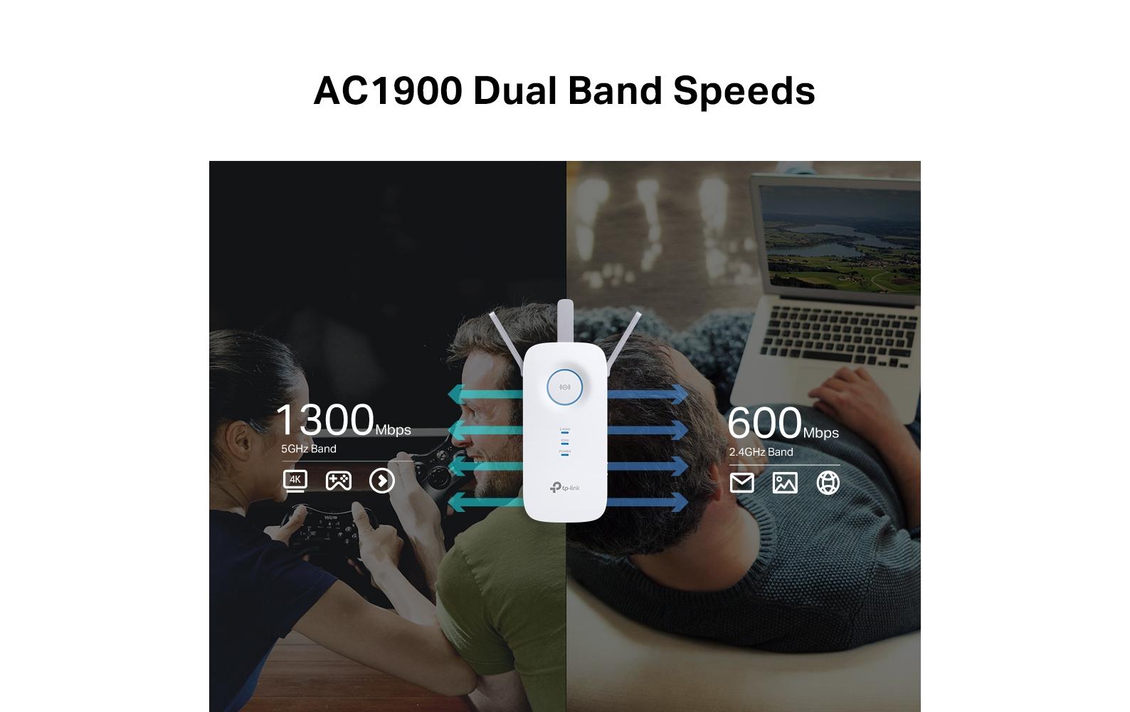 TP-Link RE550 – Access Point – Wi‑Fi 5 (2,4/5 GHz), 1,3 Gbit/s, GbE