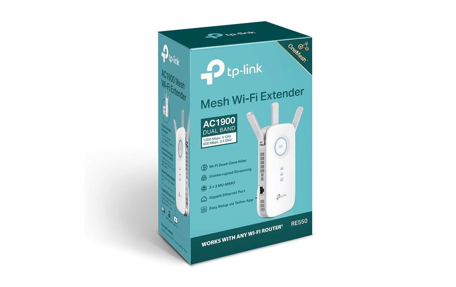 TP-Link RE550 – Access Point – Wi‑Fi 5 (2,4/5 GHz), 1,3 Gbit/s, GbE