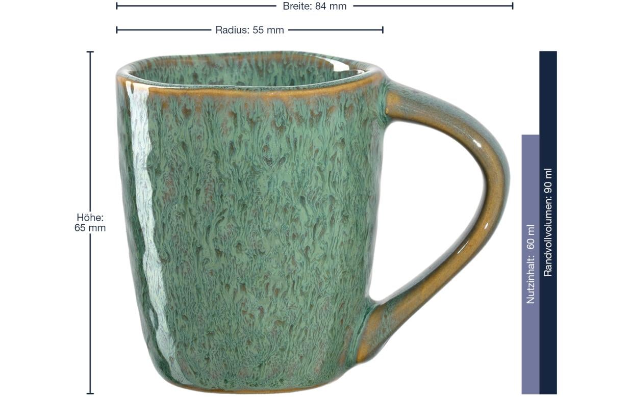 LEONARDO Espressotasse – 0,09 l, Keramik, grün, mit Henkel, spülmaschinenfest, mikrowellengeeignet, 4 Stück