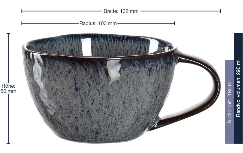 LEONARDO Kaffeetasse – 4er Set, 290 ml, Ø 10,4 cm, H 6,0 cm, Keramik, Anthrazit, spülmaschinenfest