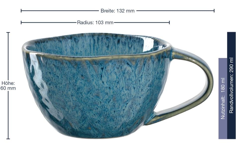 LEONARDO Kaffeetasse Matera – 4er Set, 290 ml, Ø 10,0 cm, Keramik, Blau, spülmaschinenfest