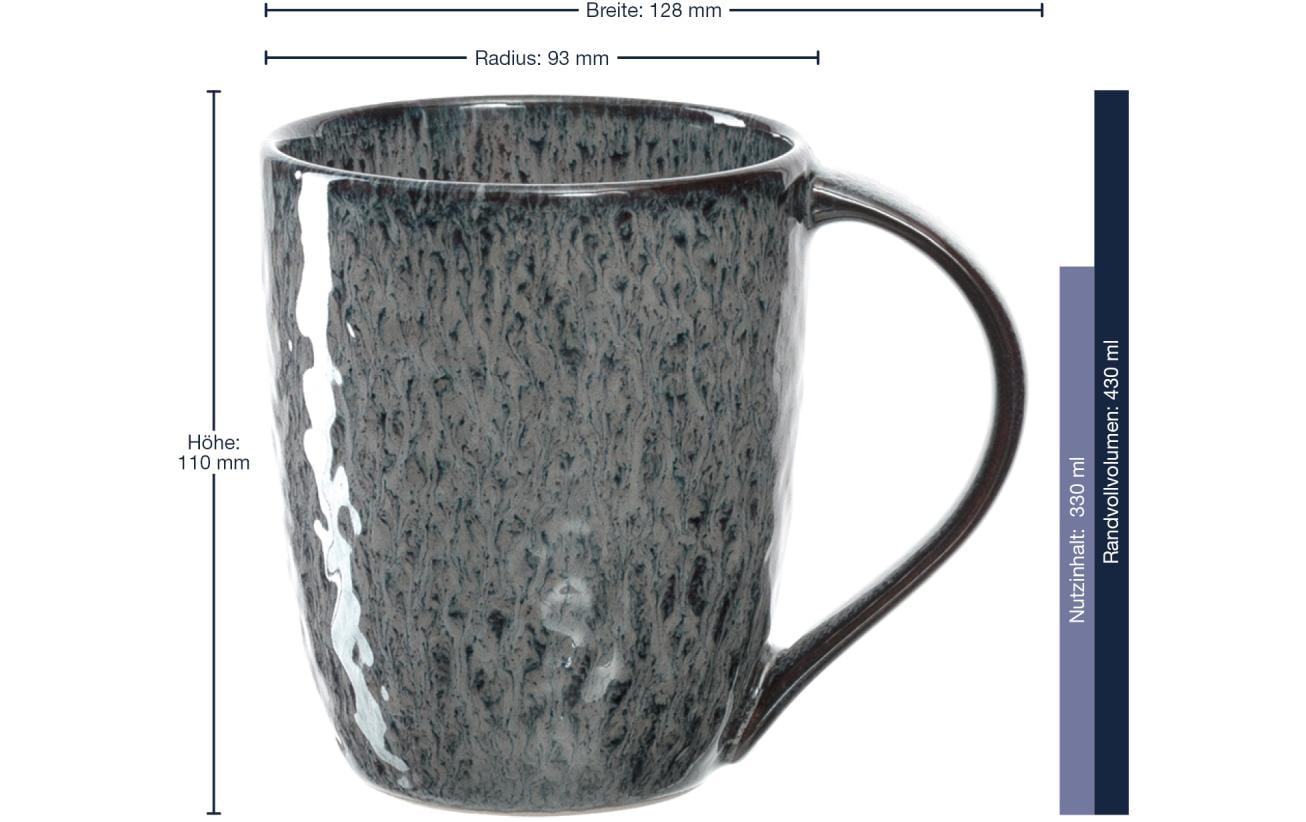 LEONARDO Matera Cappuccinotasse – 6er Set, 430 ml, Ø 9,3 cm, Keramik, Anthrazit, spülmaschinenfest