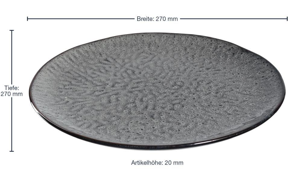 LEONARDO Speiseteller Matera – 6er Set, Ø 27 cm, Keramik, Anthrazit, spülmaschinenfest, mikrowellengeeignet