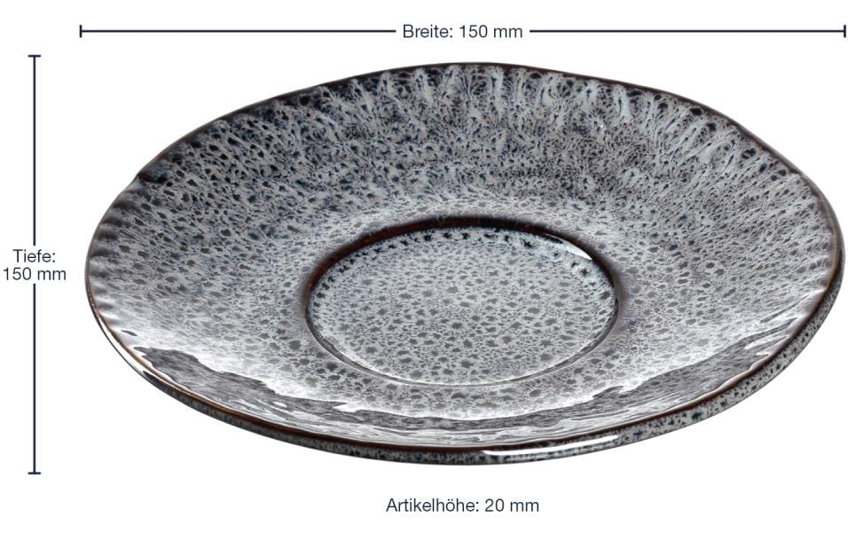 LEONARDO Matera Unterteller – 4er Set, Ø 15,0 cm, Keramik, Anthrazit, spülmaschinenfest, mikrowellengeeignet