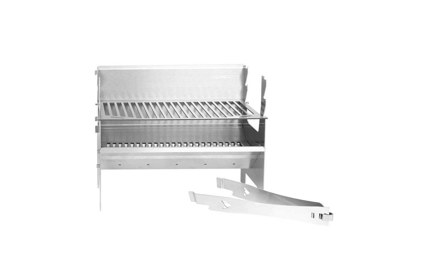 Fennek Grill 2.0 – Holzkohle, Grillfläche 37,6×24,3 cm, tragbar – Silber/Edelstahl