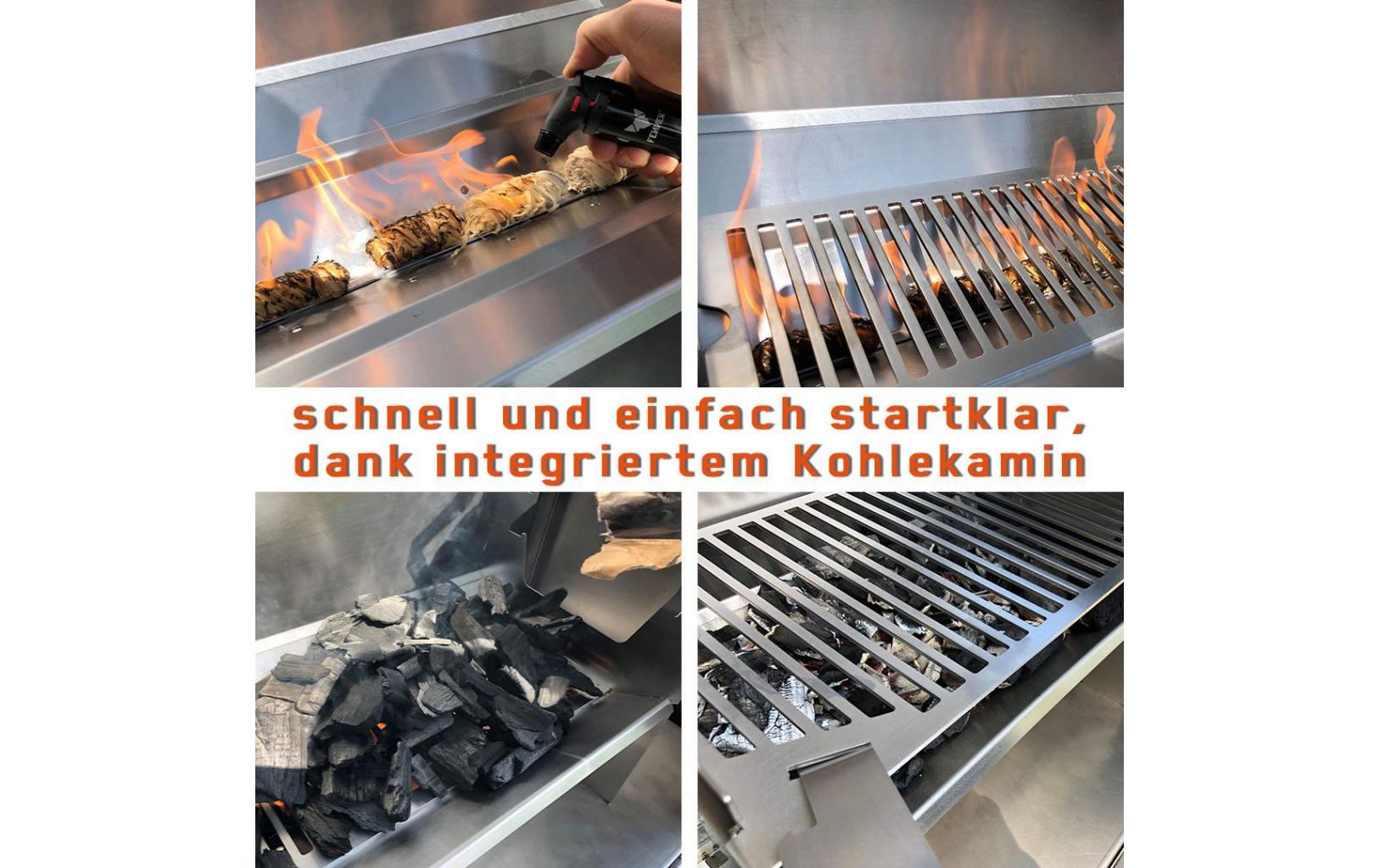 Fennek Grill 2.0 – Holzkohle, Grillfläche 37,6×24,3 cm, tragbar – Silber/Edelstahl