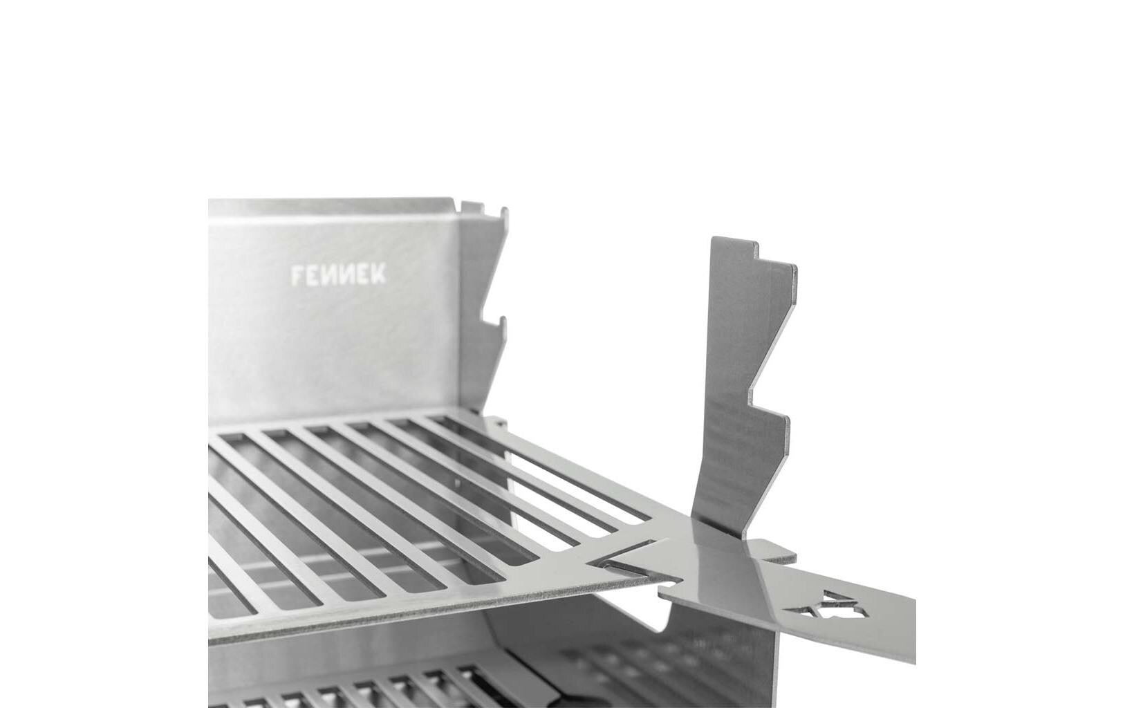 Fennek Grill 2.0 – Holzkohle, Grillfläche 37,6×24,3 cm, tragbar – Silber/Edelstahl