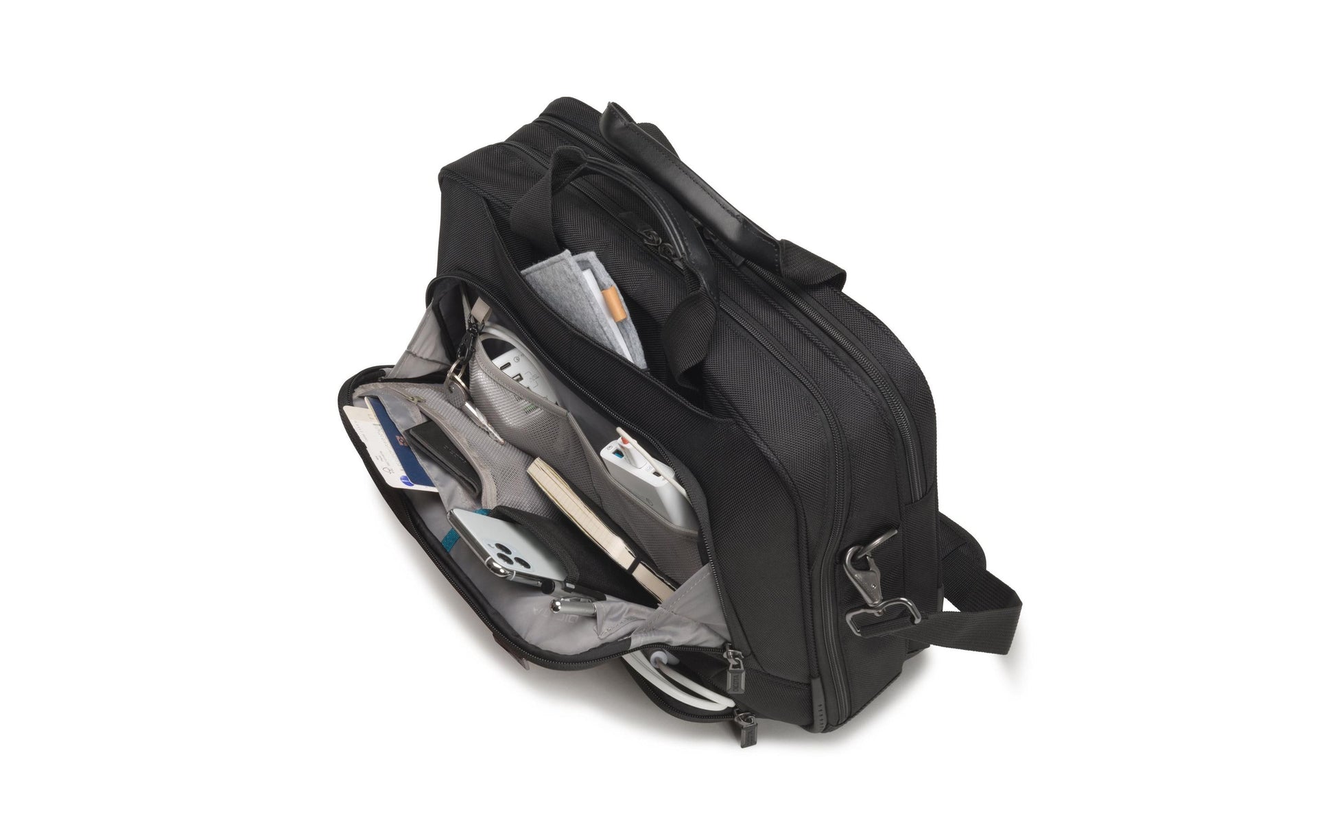 DICOTA Notebook-Tasche bis 17,3" – aus recycelten Materialien, mit Schultergurt – Schwarz