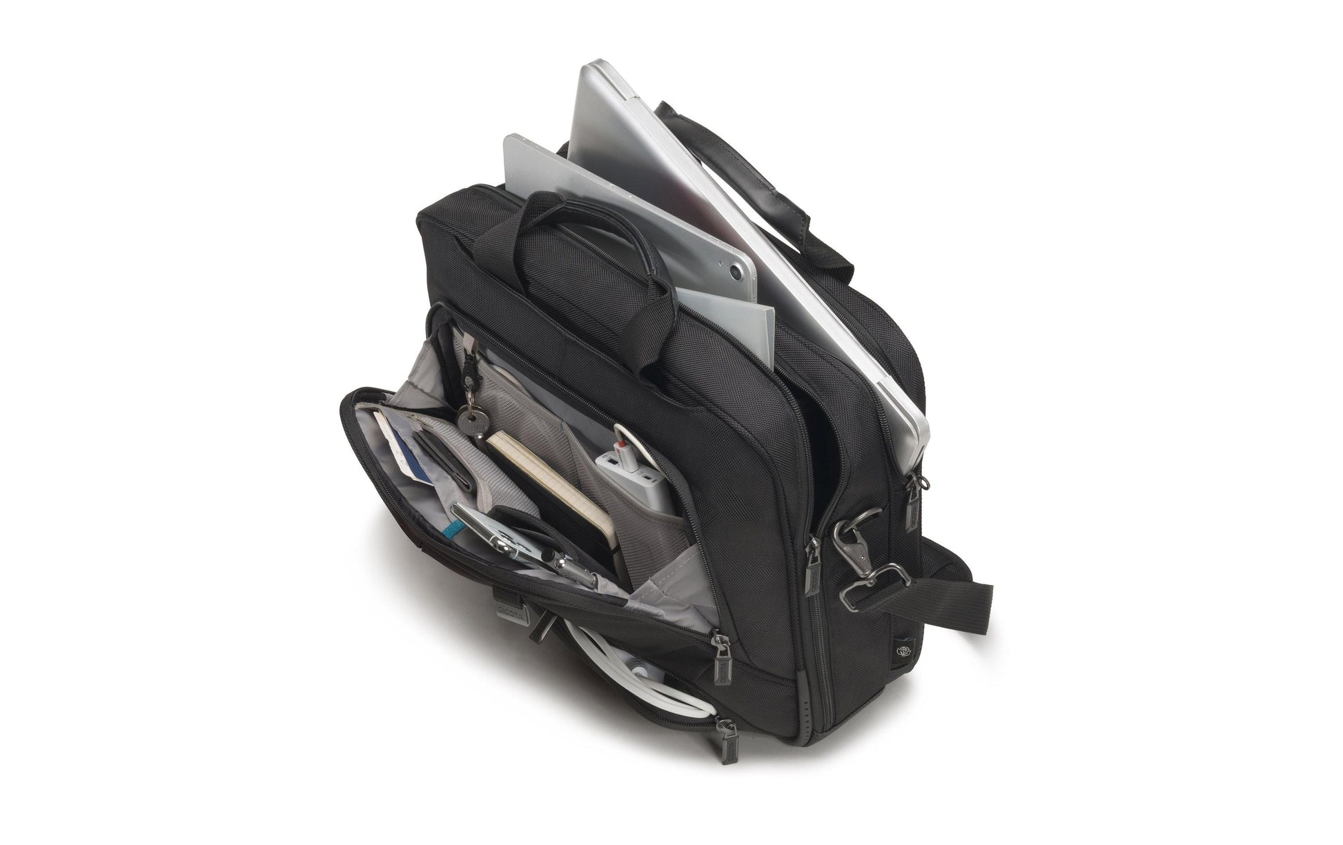 DICOTA Notebook-Tasche bis 17,3" – aus recycelten Materialien, mit Schultergurt – Schwarz