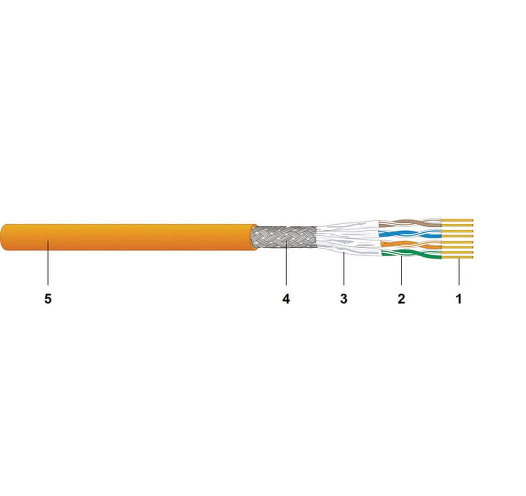 Dätwyler it infra Dätwyler CU 7702 4P Verlegekabel – 500 m, Orange, S/FTP, Cat 7A, halogenfrei