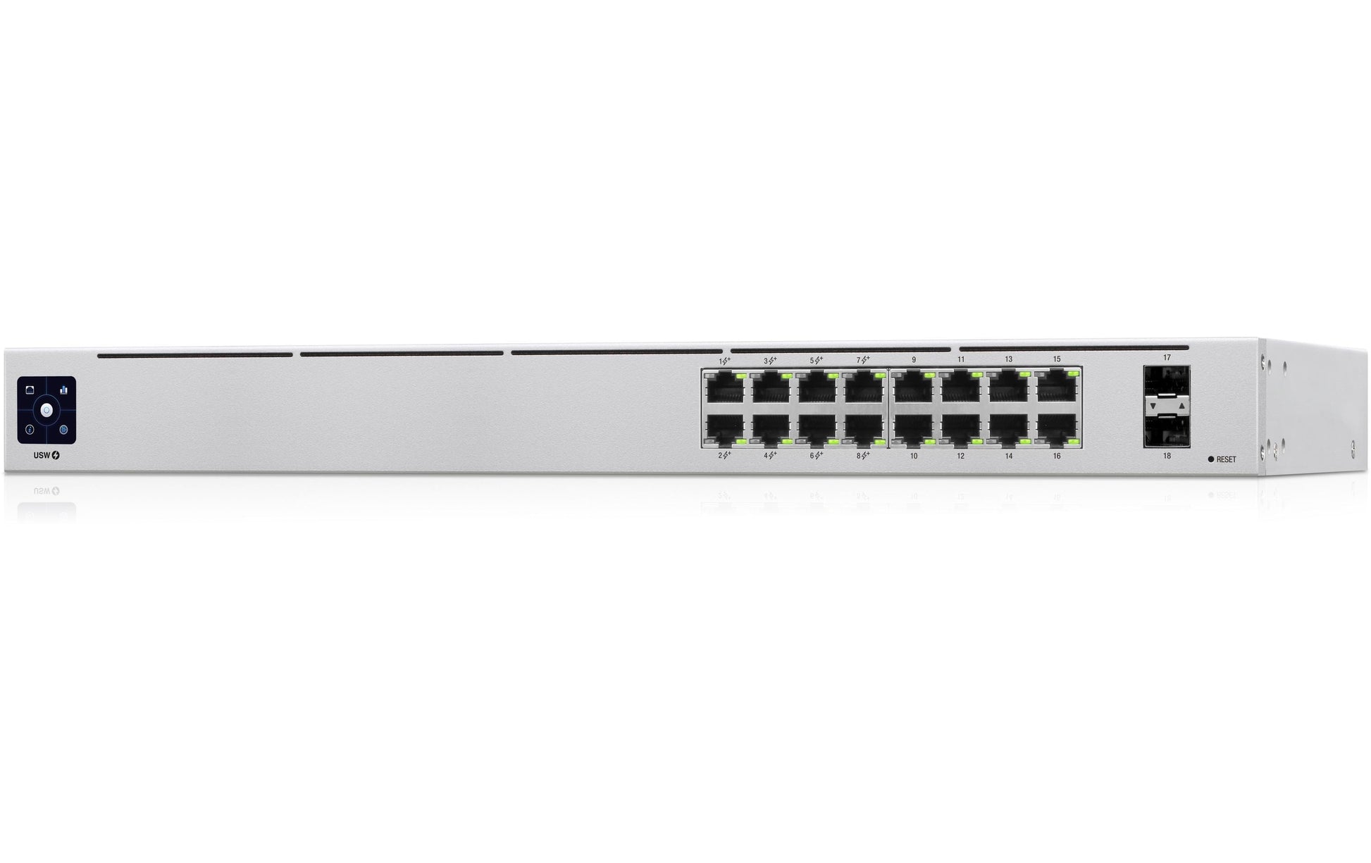 Ubiquiti UniFi – Managed Switch – 16×GbE, 2×SFP, L2/L3, PoE+ 48 W, 1U