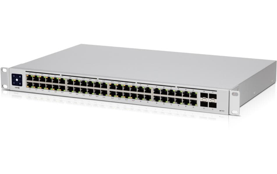 Ubiquiti USW-48-POE – Managed Switch – 48×GbE, 4×SFP, L2, PoE+ 195 W, 19" Rack, 1U