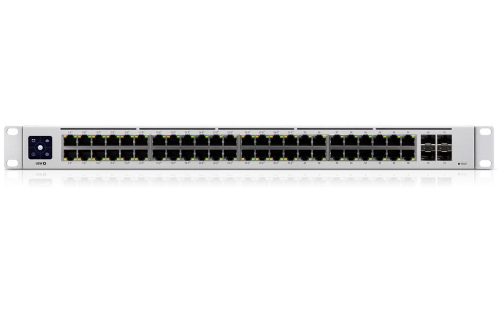 Ubiquiti USW-48-POE – Managed Switch – 48×GbE, 4×SFP, L2, PoE+ 195 W, 19" Rack, 1U