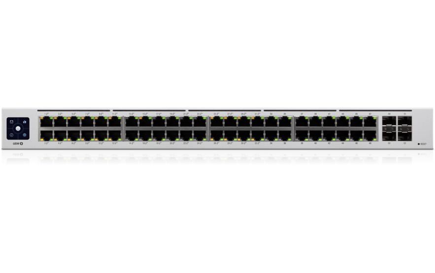 Ubiquiti USW-48-POE – Managed Switch – 48×GbE, 4×SFP, L2, PoE+ 195 W, 19" Rack, 1U