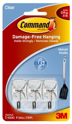 3M 17067CLR Haken – Kunststoff – Transparent (– 0,225 kg) – 19 × 41,4 mm – 7 Stück