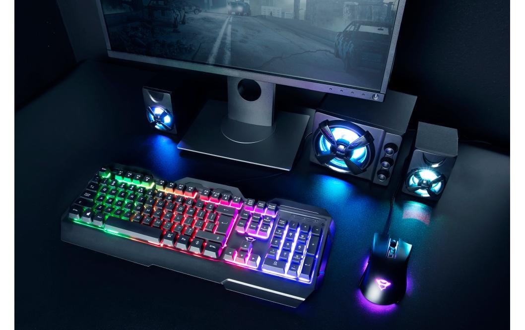 Trust GXT 856 Torac – Gaming-Tastatur – Membran – kabelgebunden – USB-A – QWERTZ (CH) – RGB – schwarz