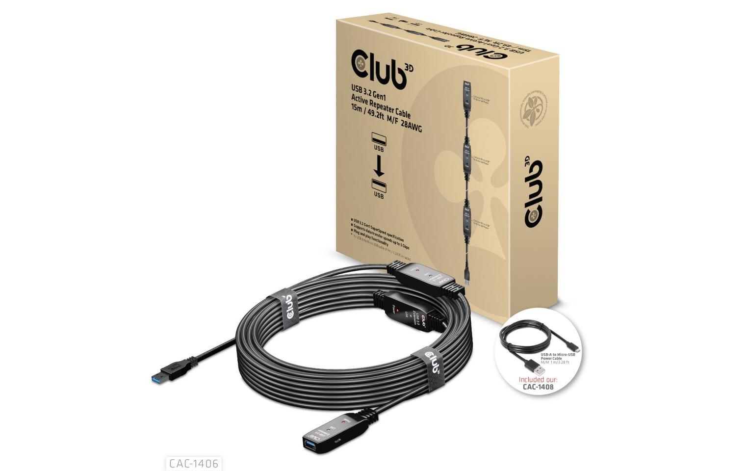 CLUB3D Club 3D – USB-Kabel, USB-A zu USB-A, 15 m, USB 3