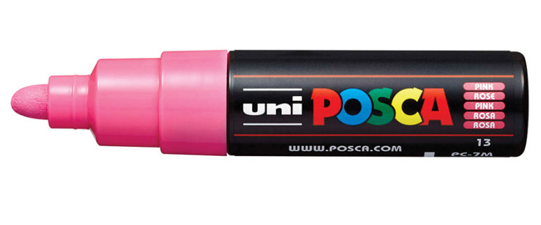 Uni-Ball POSCA PC-7M Kreativ-/Pigmentmarker – Rundspitze 4,5–5,5 mm, Pink – Für viele Oberflächen