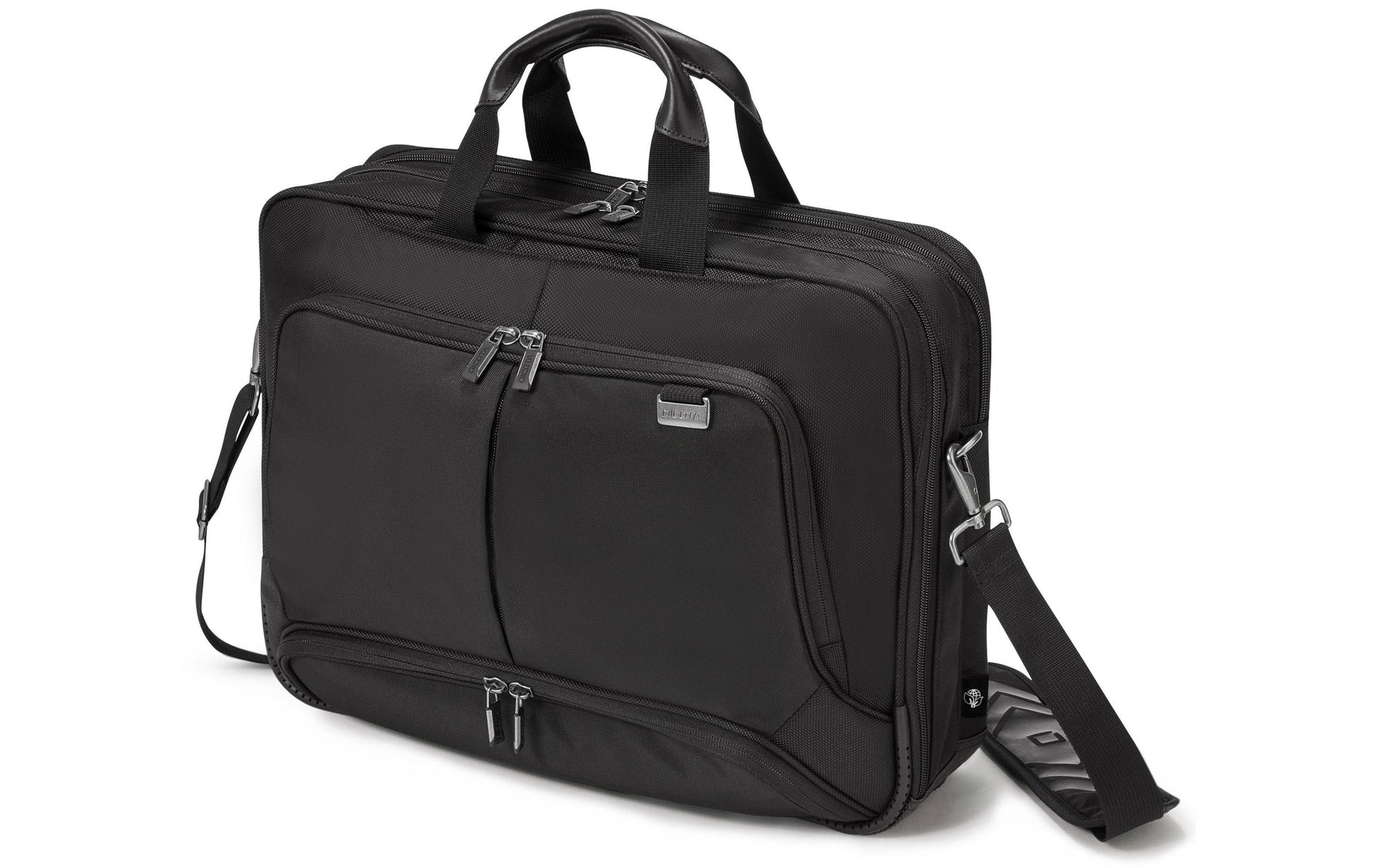DICOTA Notebook-Tasche bis 17,3" – aus recycelten Materialien, mit Schultergurt – Schwarz