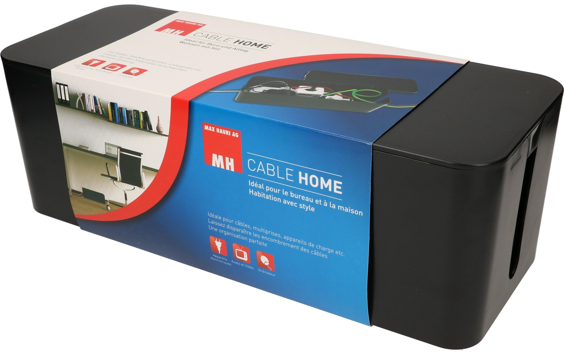 Max Hauri AG Max Hauri Cable Home 163996 Kabelbox mit Steckerleiste – 9 AC-Ausgänge, 2 m Kabel, Ein-/Ausschalter