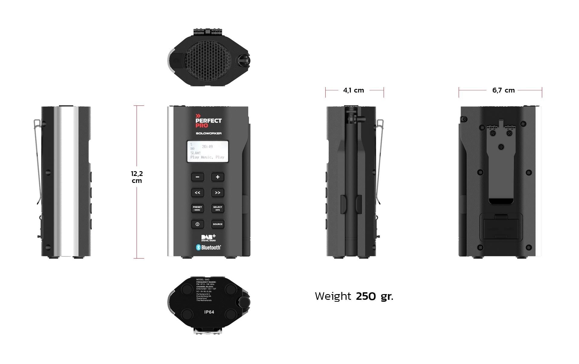 Perfectpro Soloworker – Baustellenradio – DAB+, Bluetooth, IP64, Akkubetrieb – Schwarz