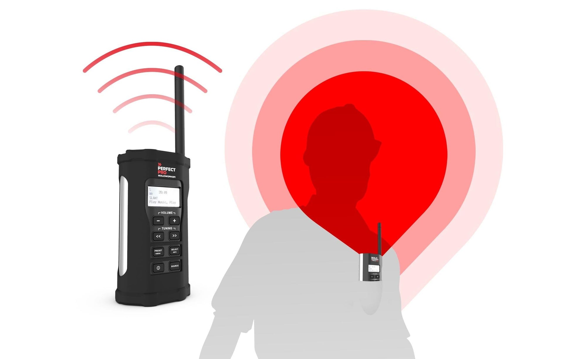 Perfectpro Soloworker – Baustellenradio – DAB+, Bluetooth, IP64, Akkubetrieb – Schwarz