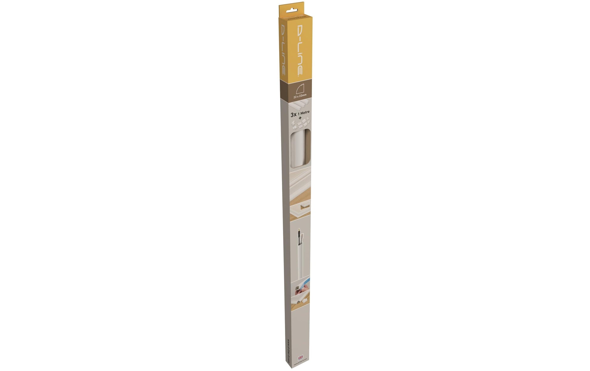 Steffen D-Line Wandkanal – 22×22 mm – 1 m – Kunststoff – Weiss, selbstklebend, 3 Stk.