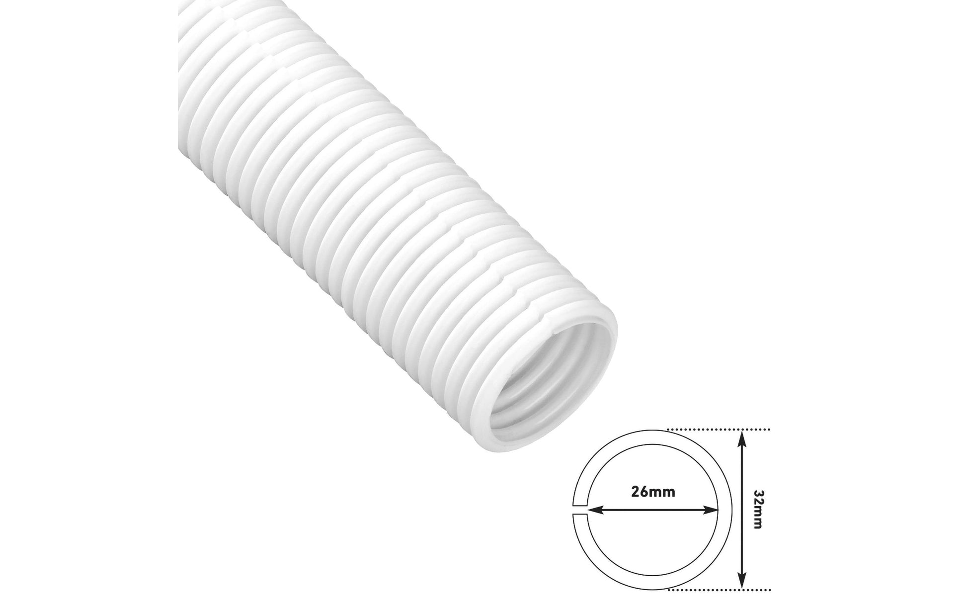 Steffen Kabelschlauch – Ø 32 mm – 1,1 m – Kunststoff – Weiss, zuschneidbar, 1 Stk.