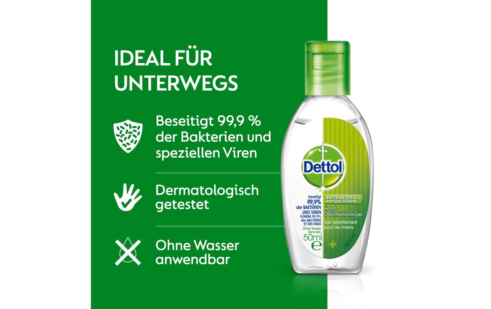 Dettol Händedesinfektionsgel – Flasche – 50 ml