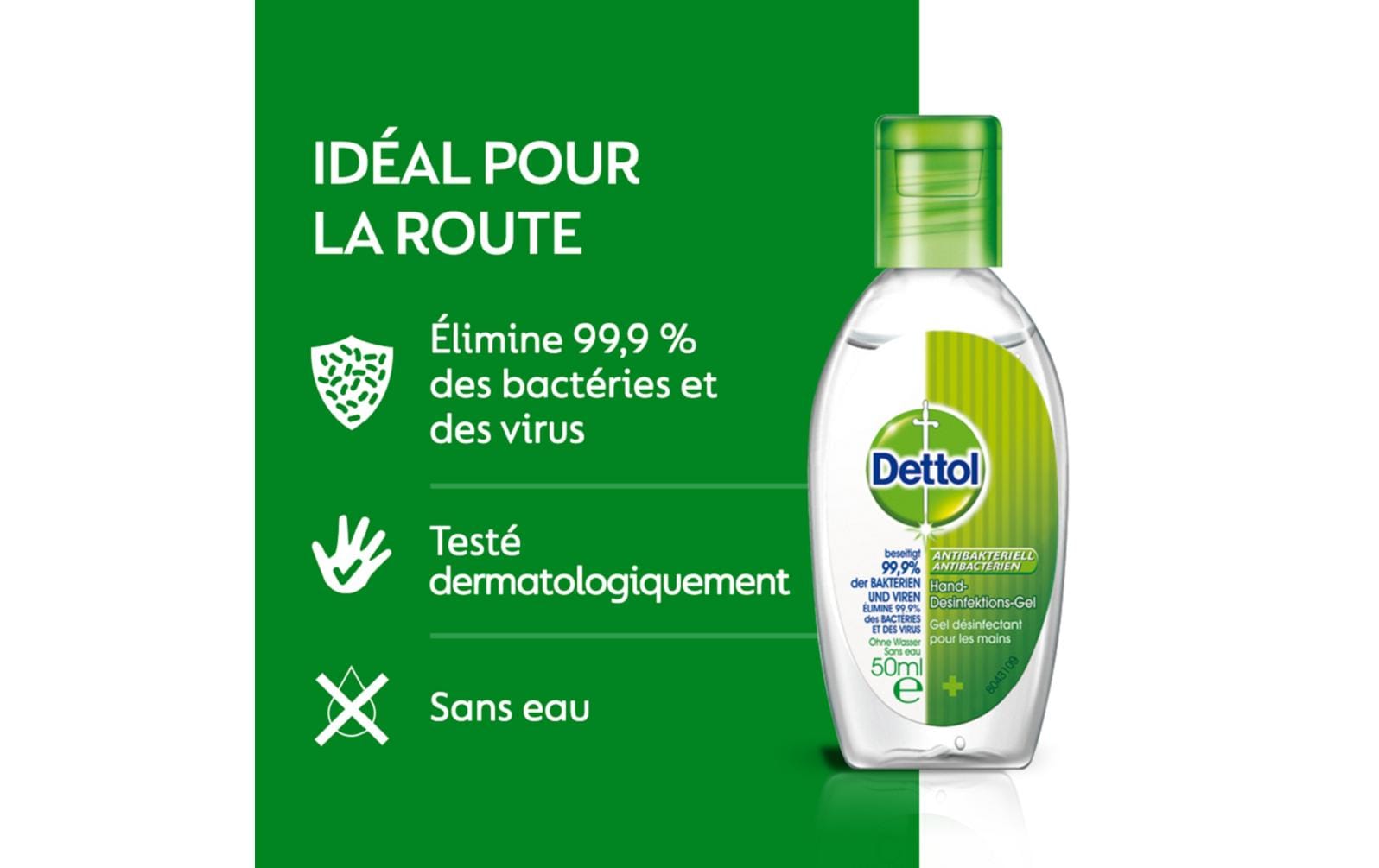 Dettol Händedesinfektionsgel – Flasche – 50 ml