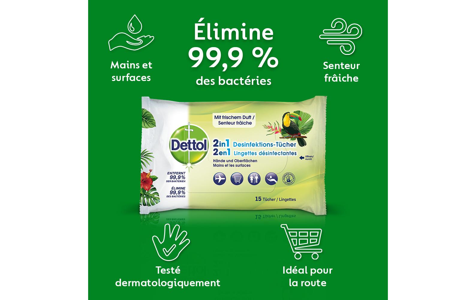 Dettol Händedesinfektionstücher – 15 Stk