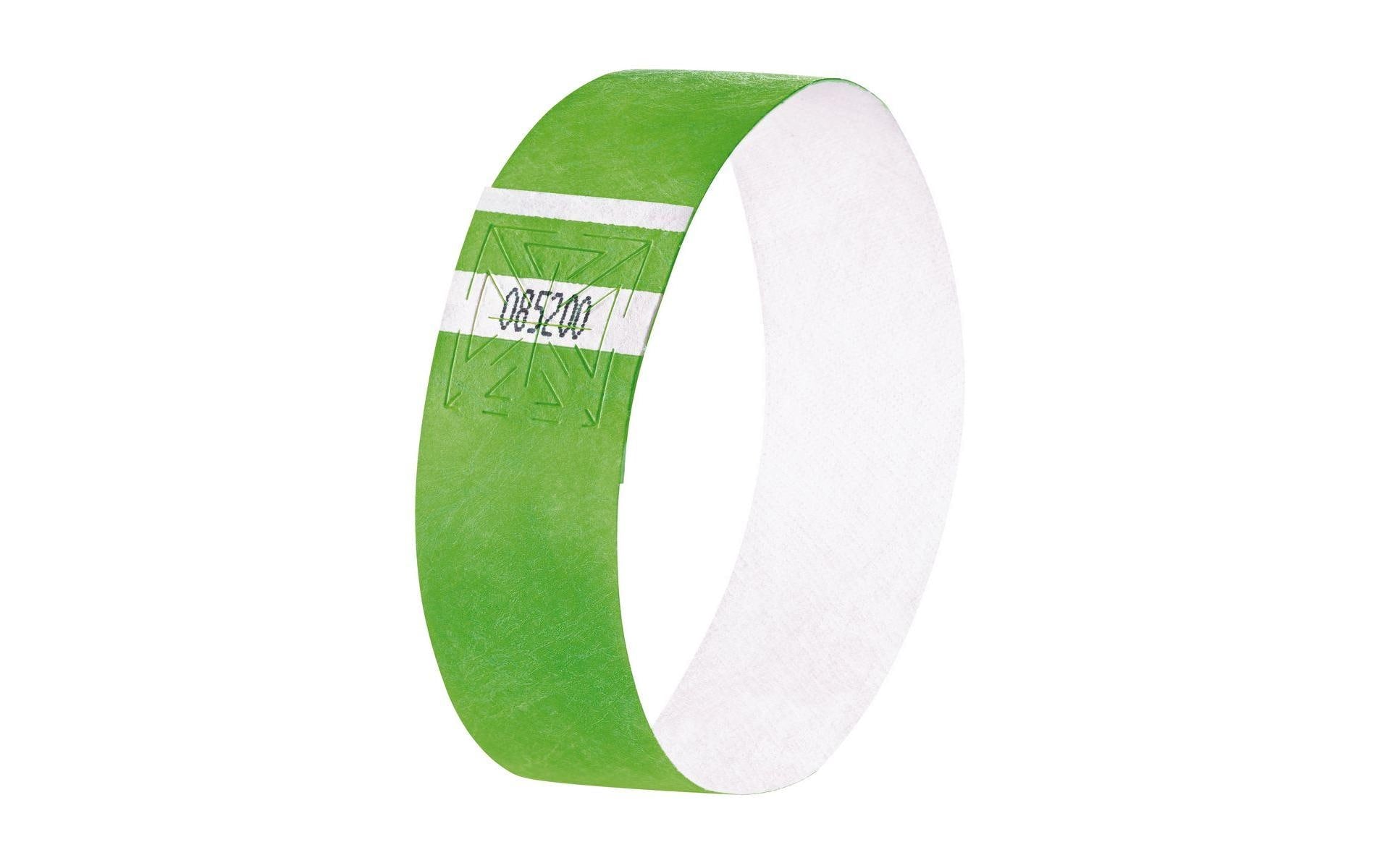 Sigel Event-Armband – 25 × 255 mm, Neongrün, Kunststoff, fortlaufend nummeriert – 120 Stk