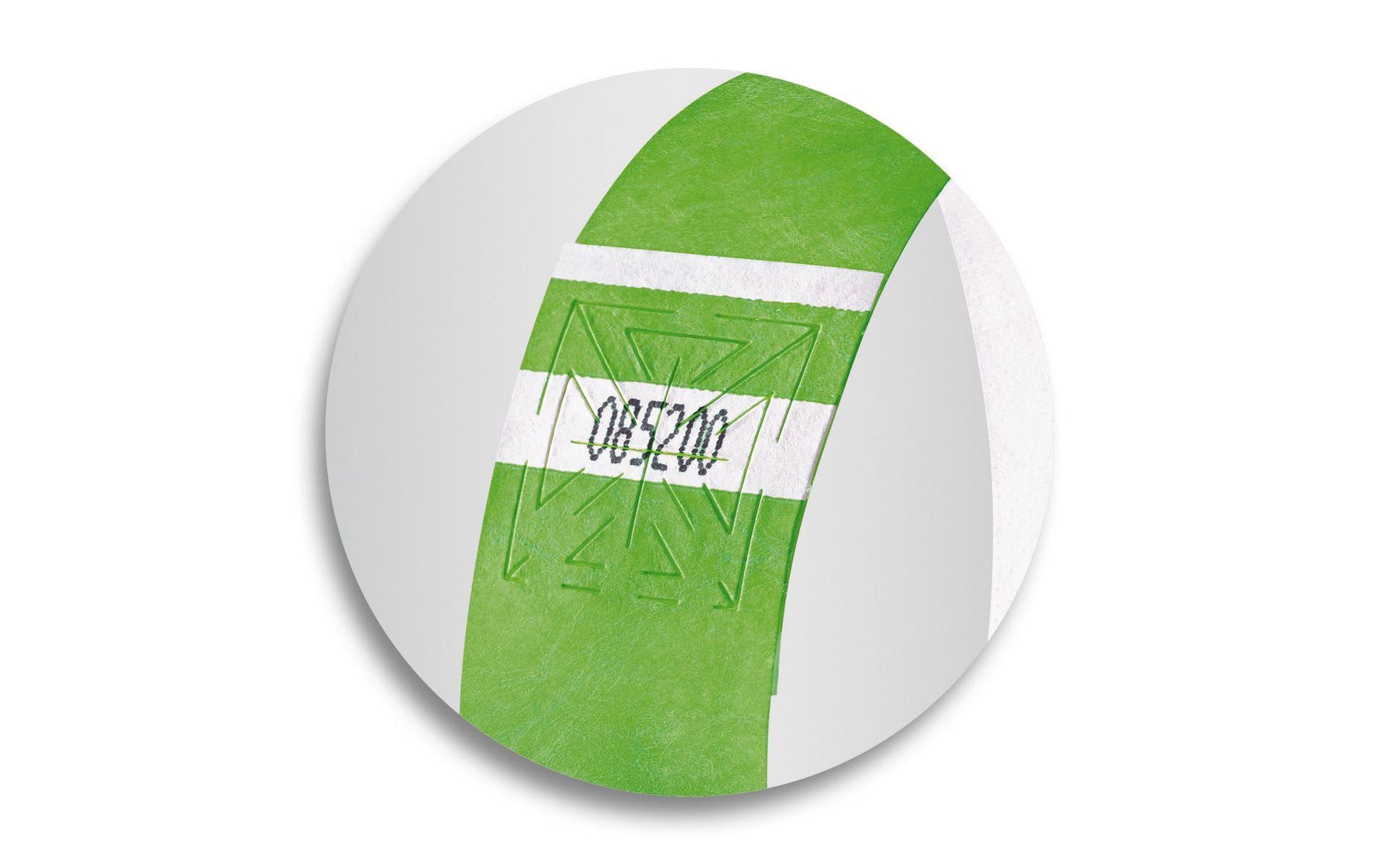 Sigel Event-Armband – 25 × 255 mm, Neongrün, Kunststoff, fortlaufend nummeriert – 120 Stk