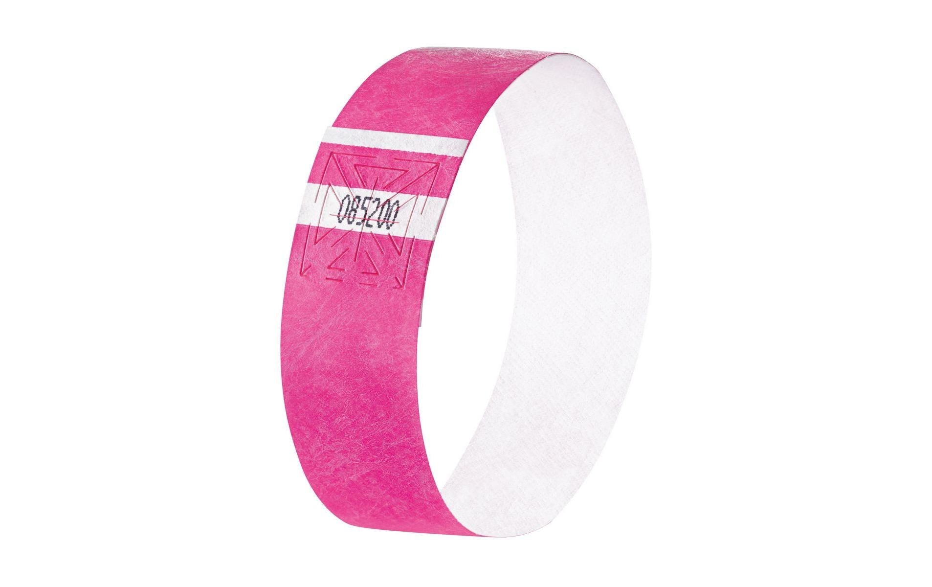 Sigel Event-Armband – 25 × 255 mm, neonpink, Kunststoff, fortlaufend nummeriert – 120 Stk