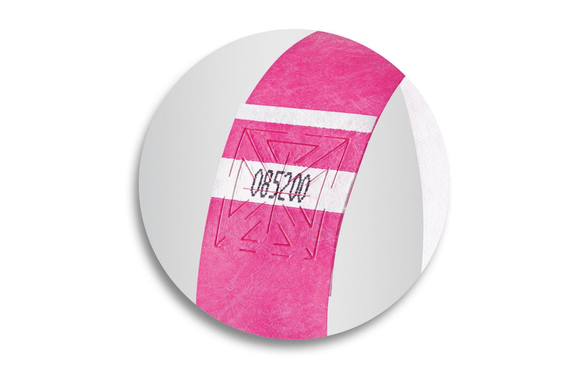 Sigel Event-Armband – 25 × 255 mm, neonpink, Kunststoff, fortlaufend nummeriert – 120 Stk