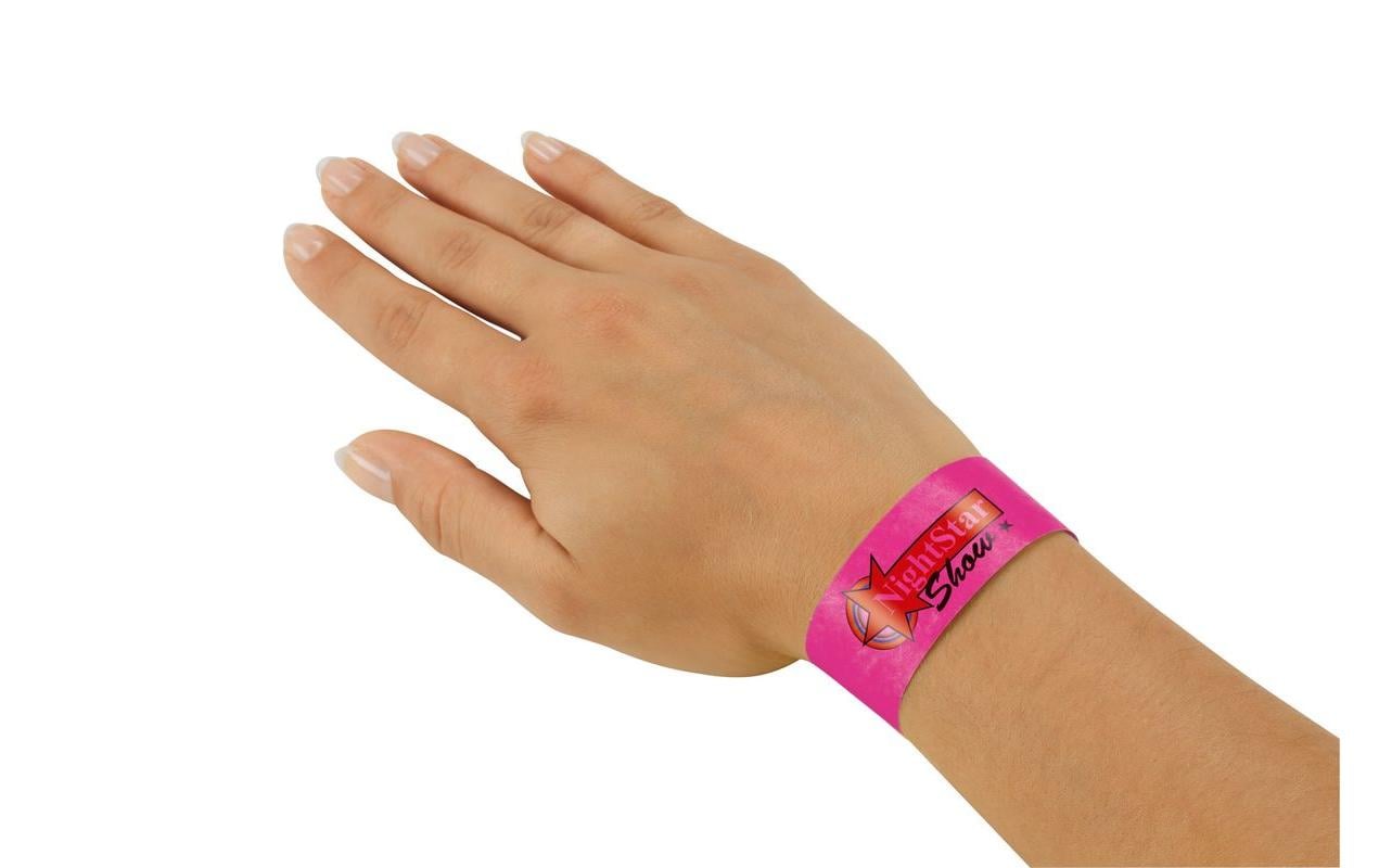 Sigel Event-Armband – 25 × 255 mm, neonpink, Kunststoff, fortlaufend nummeriert – 120 Stk