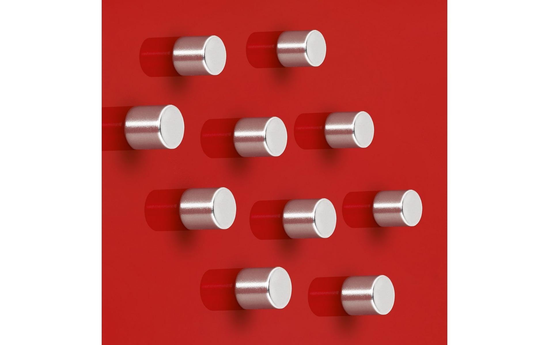 Sigel Zylindermagnet – Silber – Ø 10 mm, H 10 mm, 10 Stück – für Glas-Magnetboards – Stahl