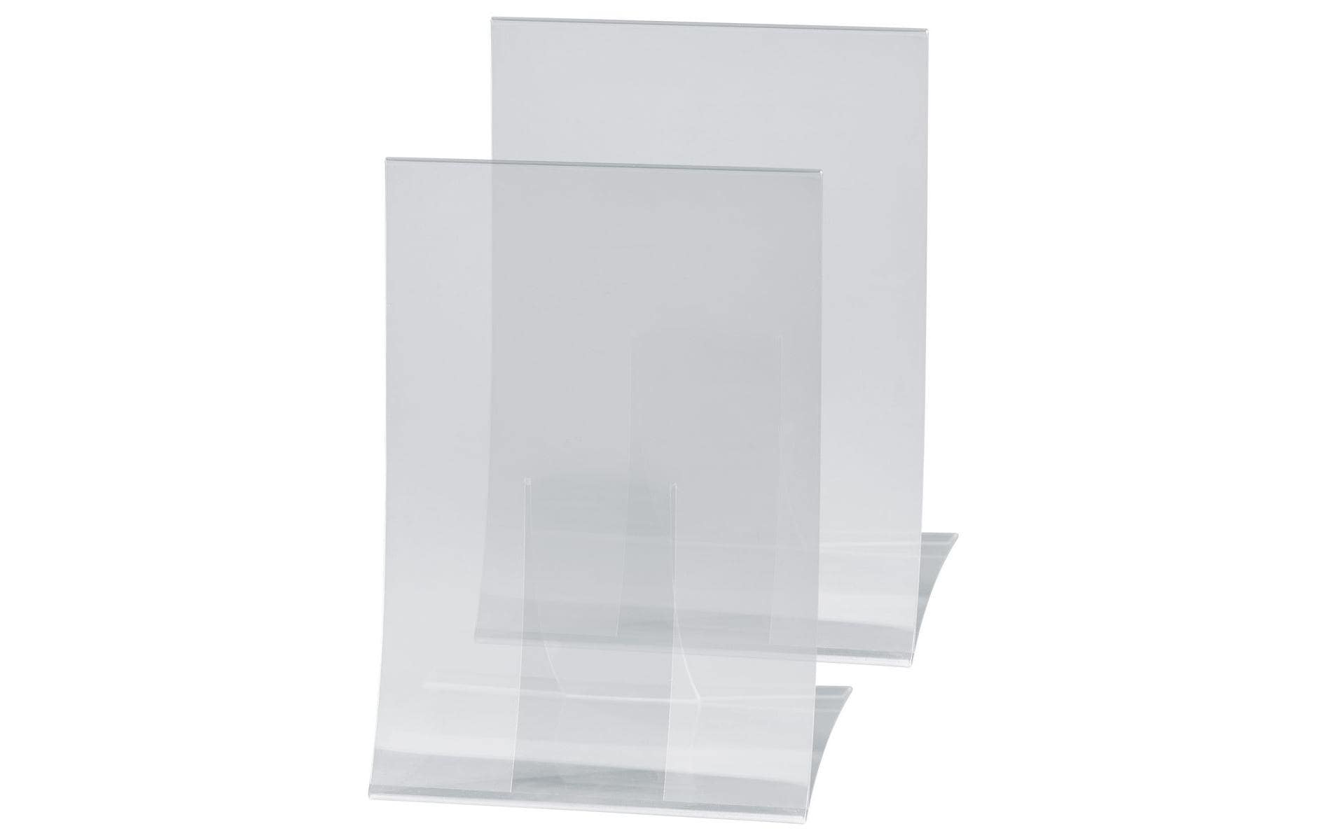 Sigel Tischaufsteller – für A4 Hochformat, transparent, Kunststoff, 220 × 150 × 335 mm