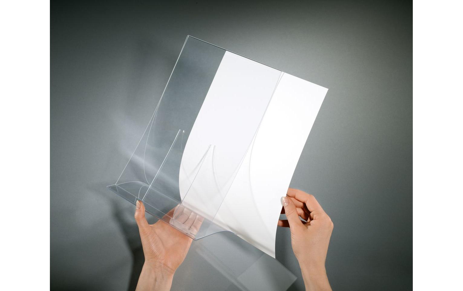 Sigel Tischaufsteller – für A5 Hochformat, Transparent, Kunststoff, 157×90×225 mm