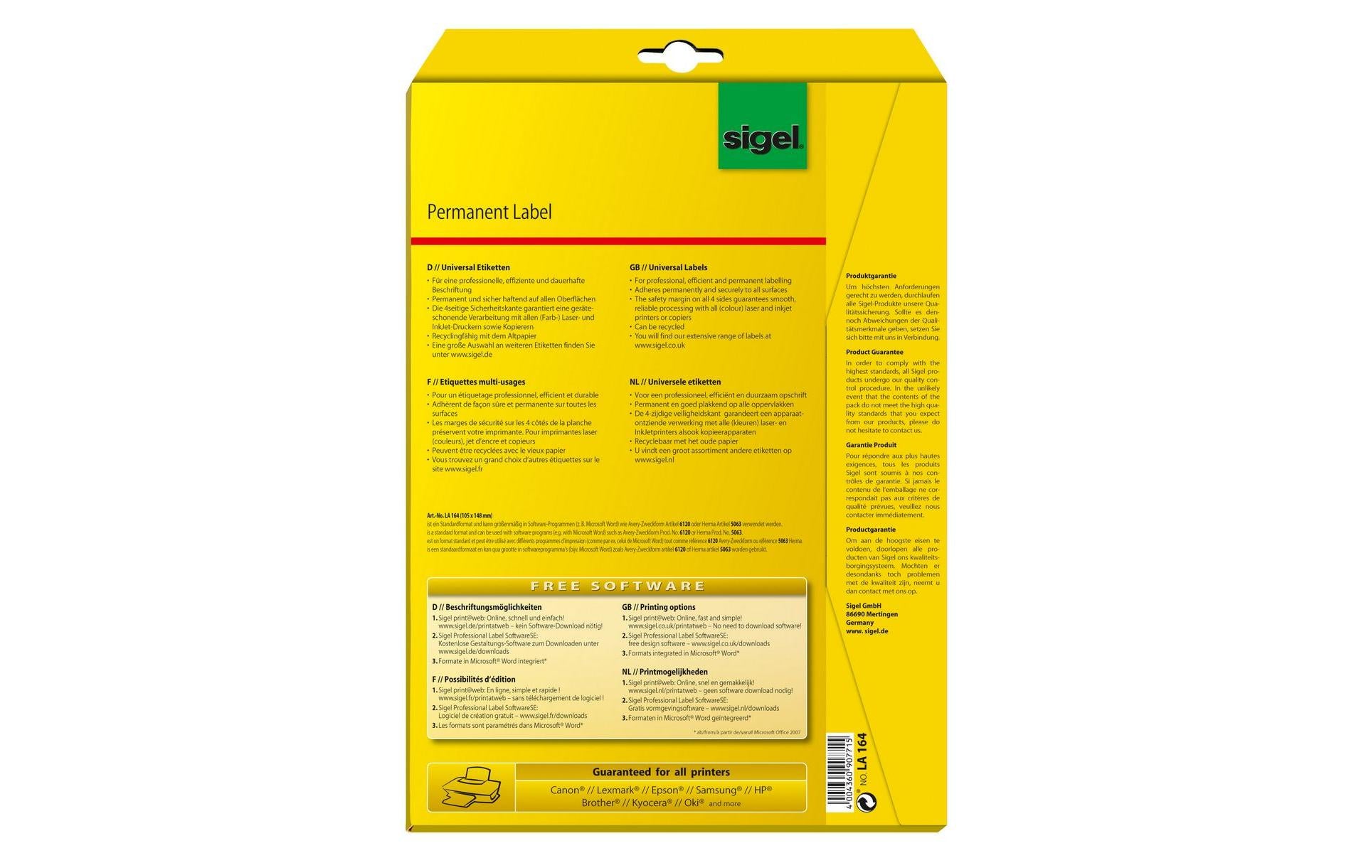 Sigel Schuletiketten – 105 × 148 mm, 100 Stk, 25 Bogen, Papier, permanent haftend