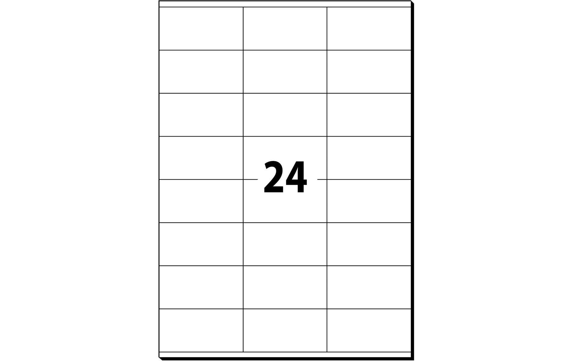 Sigel LA131 – Etiketten A4 70 × 36 mm – Papier, weiss – permanent haftend – Laser – 24 pro Blatt, 25 Blätter