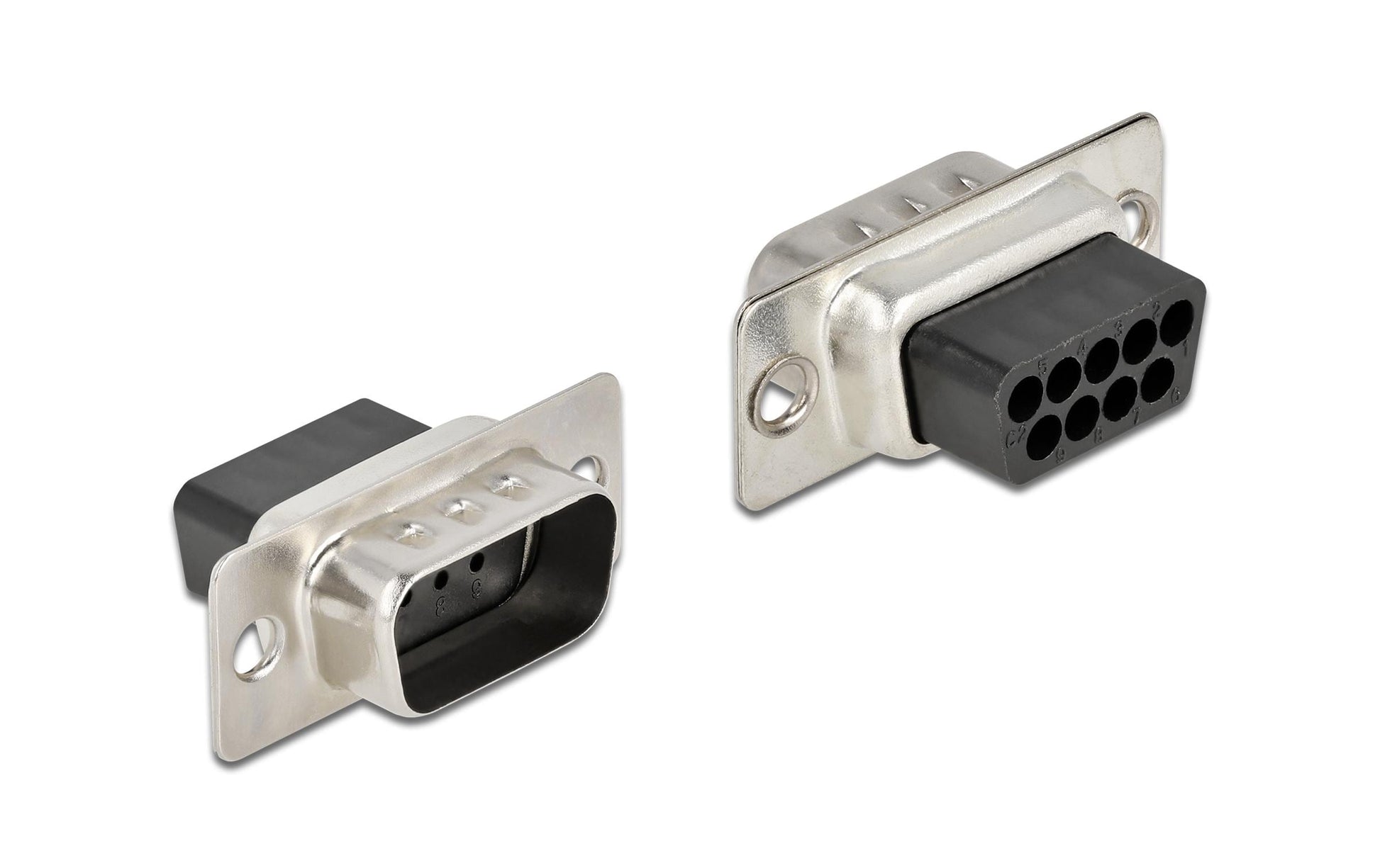 DeLOCK D-Sub 9-poliger Crimp-Stecker (DB9) – 4 Stück, Metall, gerade, männlich, 30,8 × 17,5 × 12,5 mm