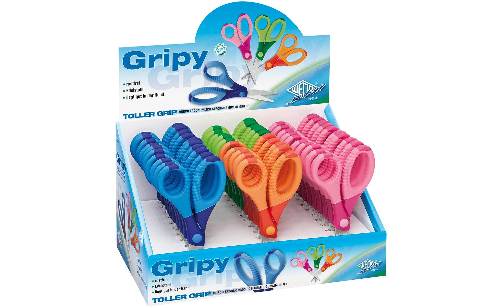 Wedo Kinderschere – 13 cm, Edelstahl, für Rechts- und Linkshänder, abgerundete Spitzen, Kunststoff, mehrfarbig