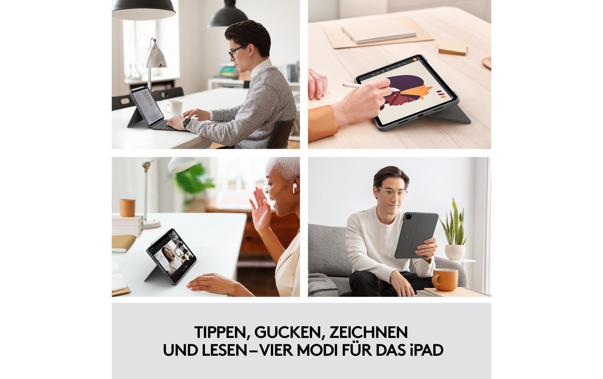 Logitech Combo Touch – Tastatur, CH-Layout (DE-CH), mit Touchpad, Grau – für iPad Pro 11"