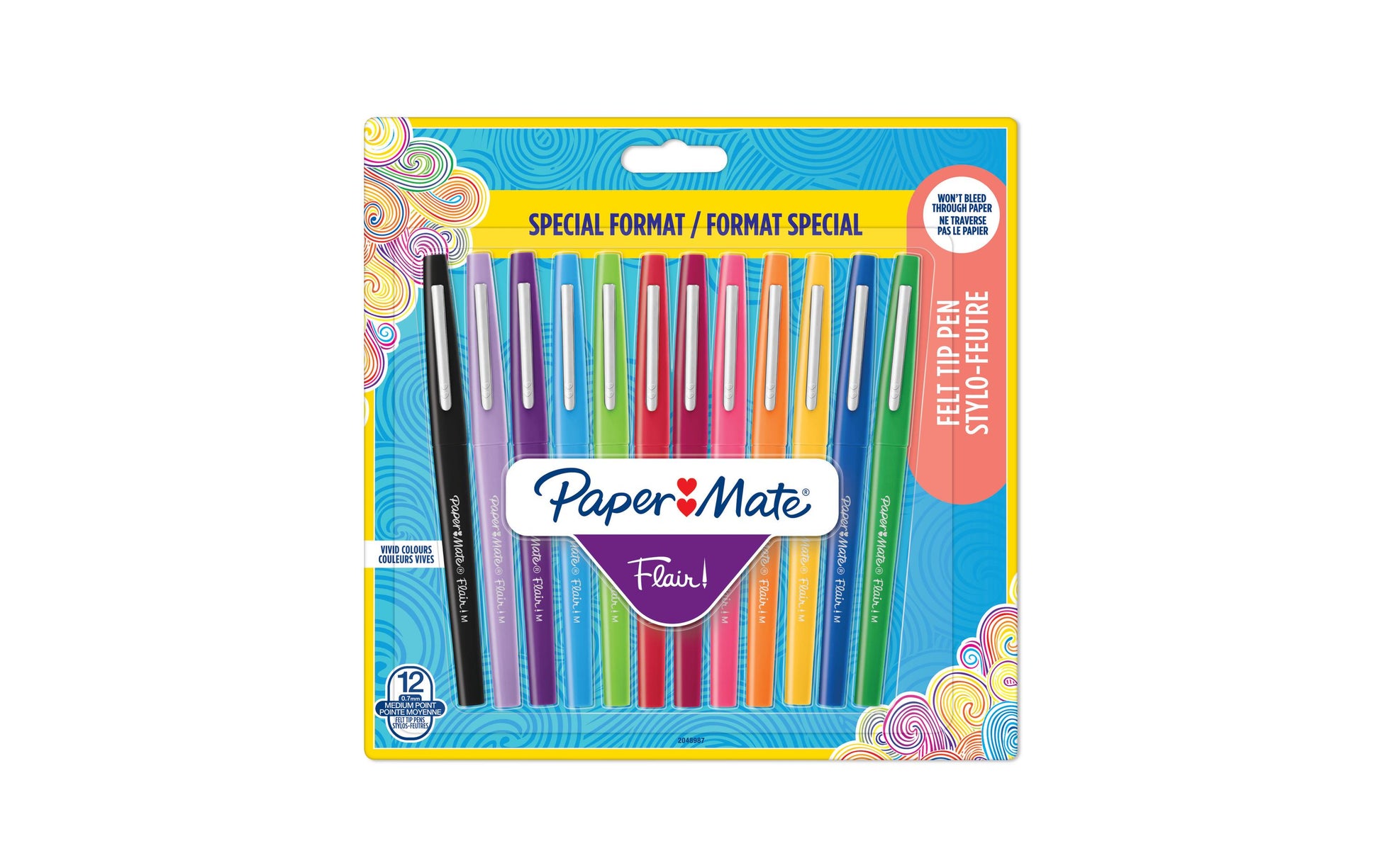 Papermate Flair Fineliner Set – 12 Stk., 0,7 mm, 12 Farben, lichtbeständig