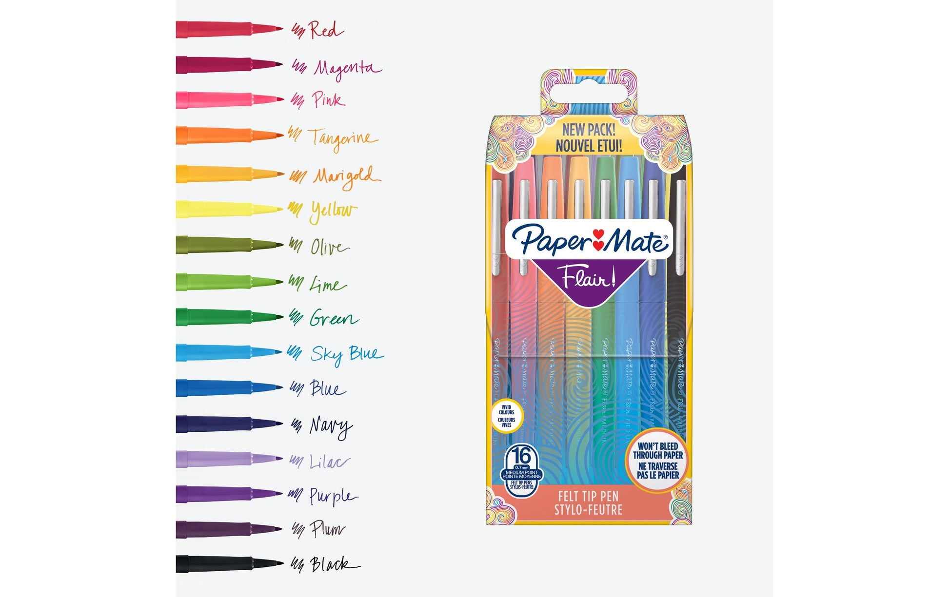 Papermate Filzstifte, Strichbreite 0,7 mm, 16 Farben